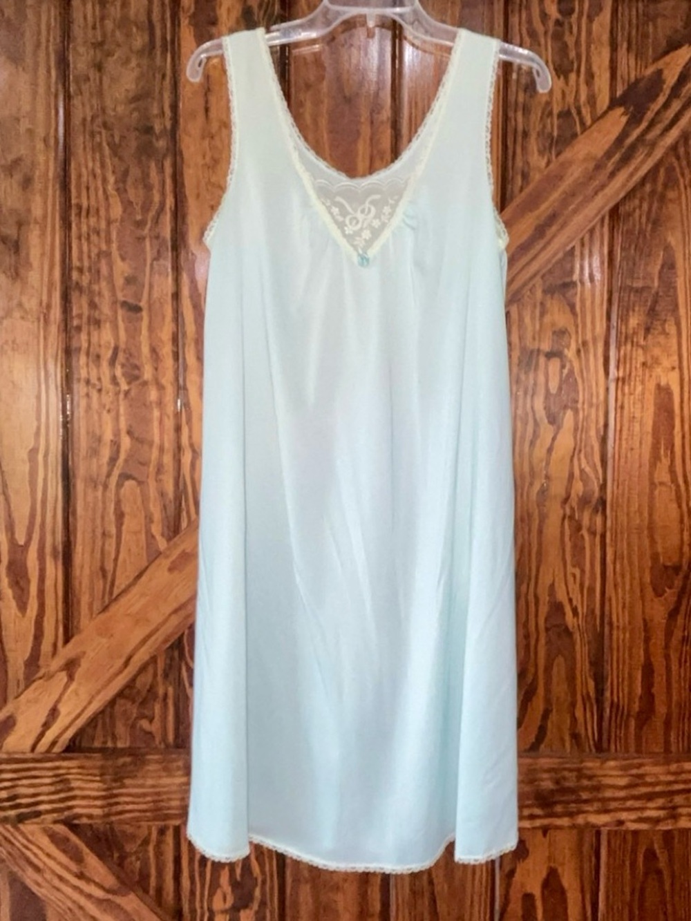 Vintage Light Blue Lace-Trim Gown